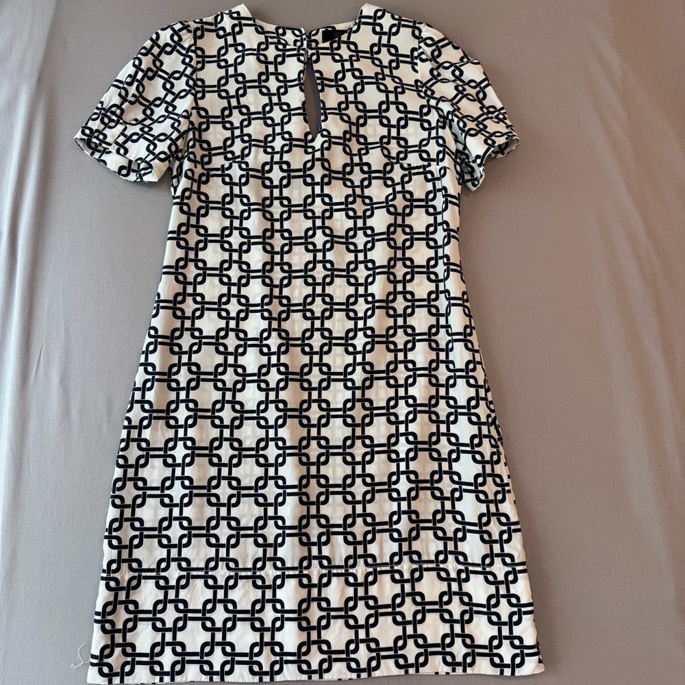 Vintage Banana Republic Black and White Geometric Print  Sheath Midi Dress